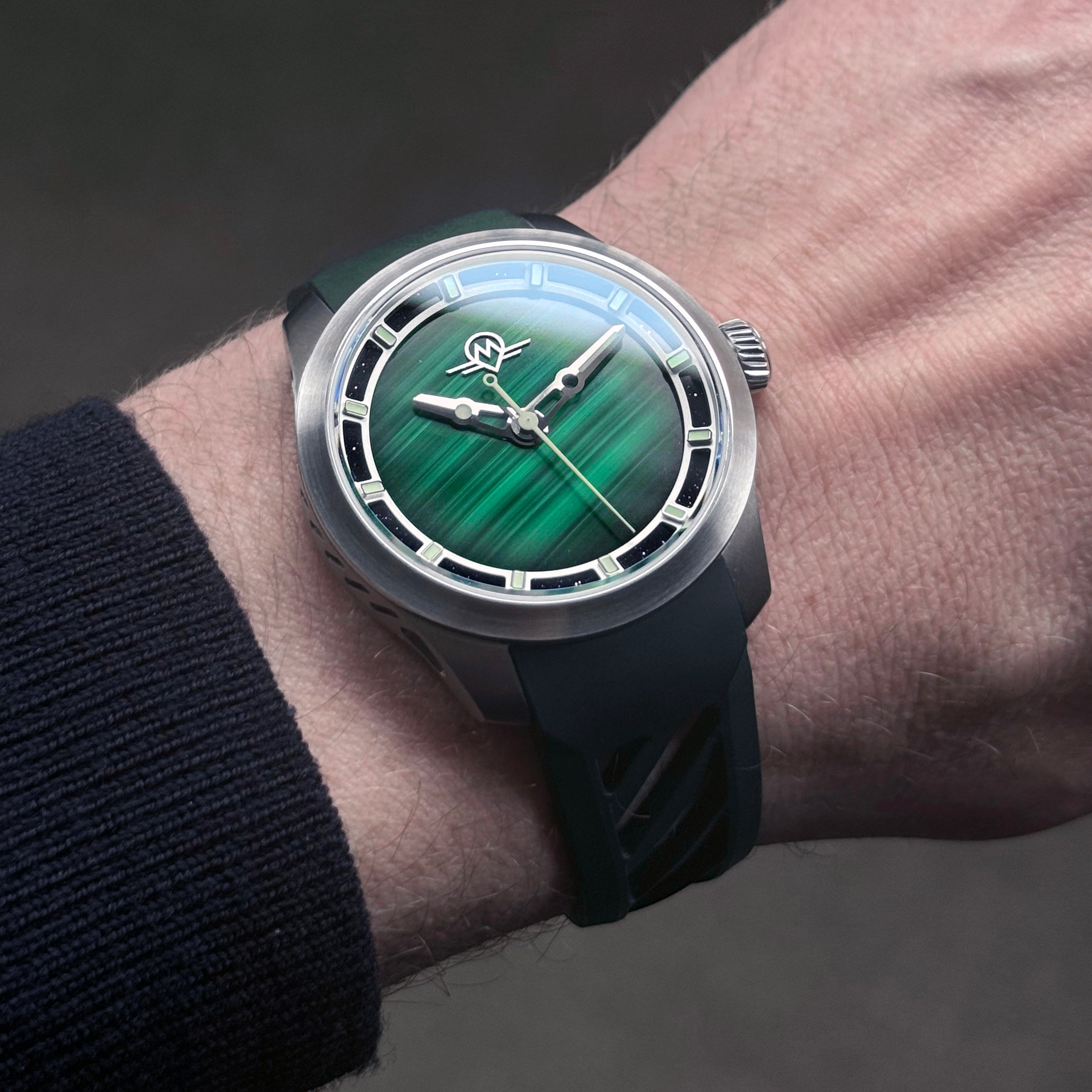 MONRO LUNA ADVENTURE MLA-PMR PLANET MALACHITE, 9039 Automatic Watch, 39mm EPDM Rubber