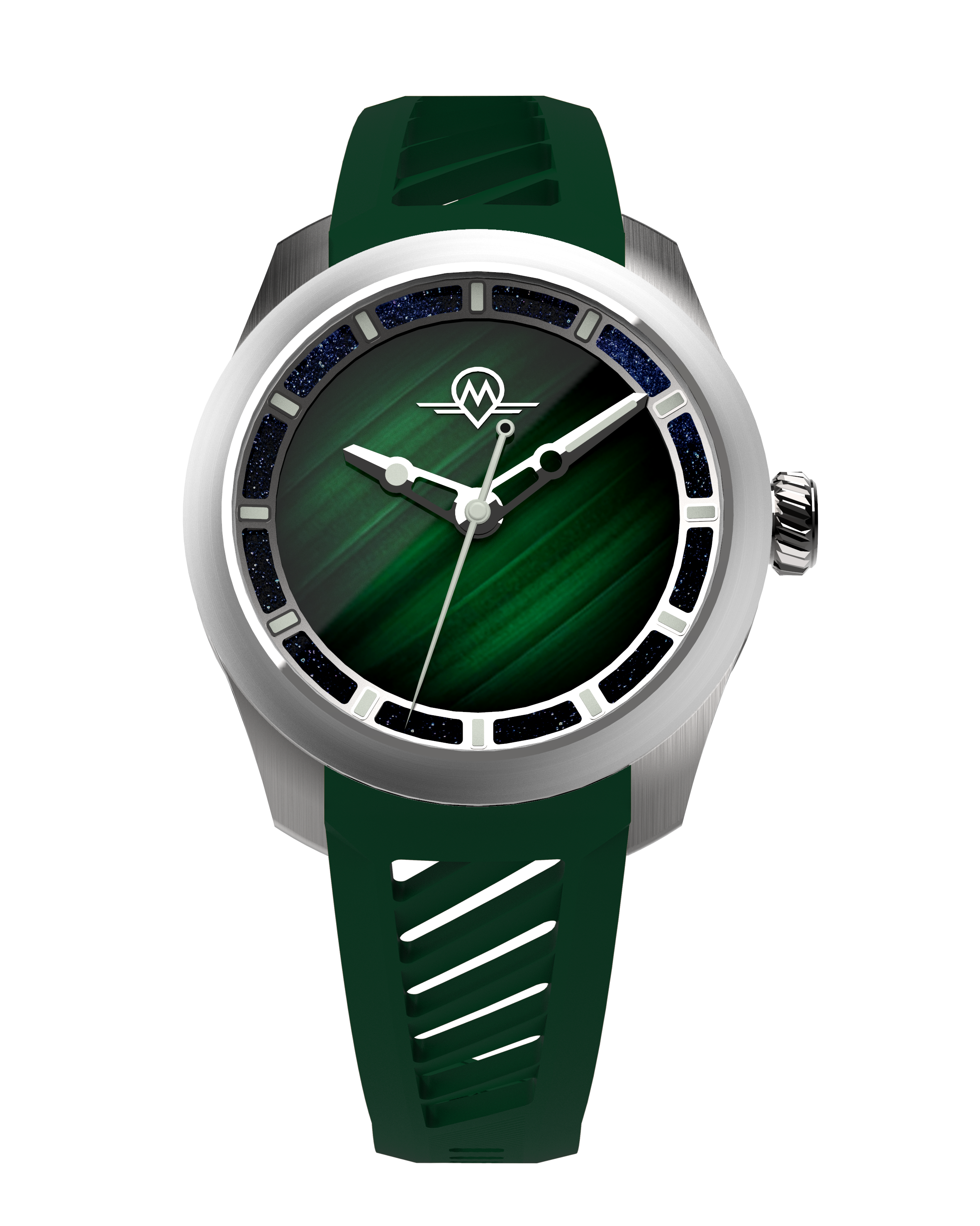 MONRO LUNA ADVENTURE MLA-PMR PLANET MALACHITE, 9039 Automatic Watch, 39mm EPDM Rubber
