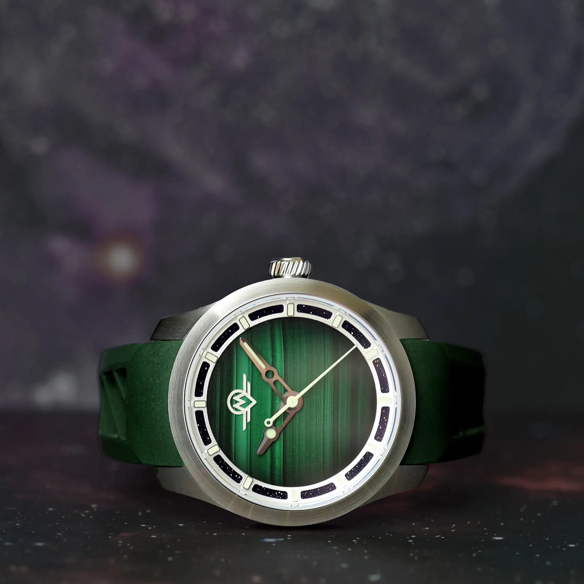 MONRO LUNA ADVENTURE MLA-PMR PLANET MALACHITE, 9039 Automatic Watch, 39mm EPDM Rubber