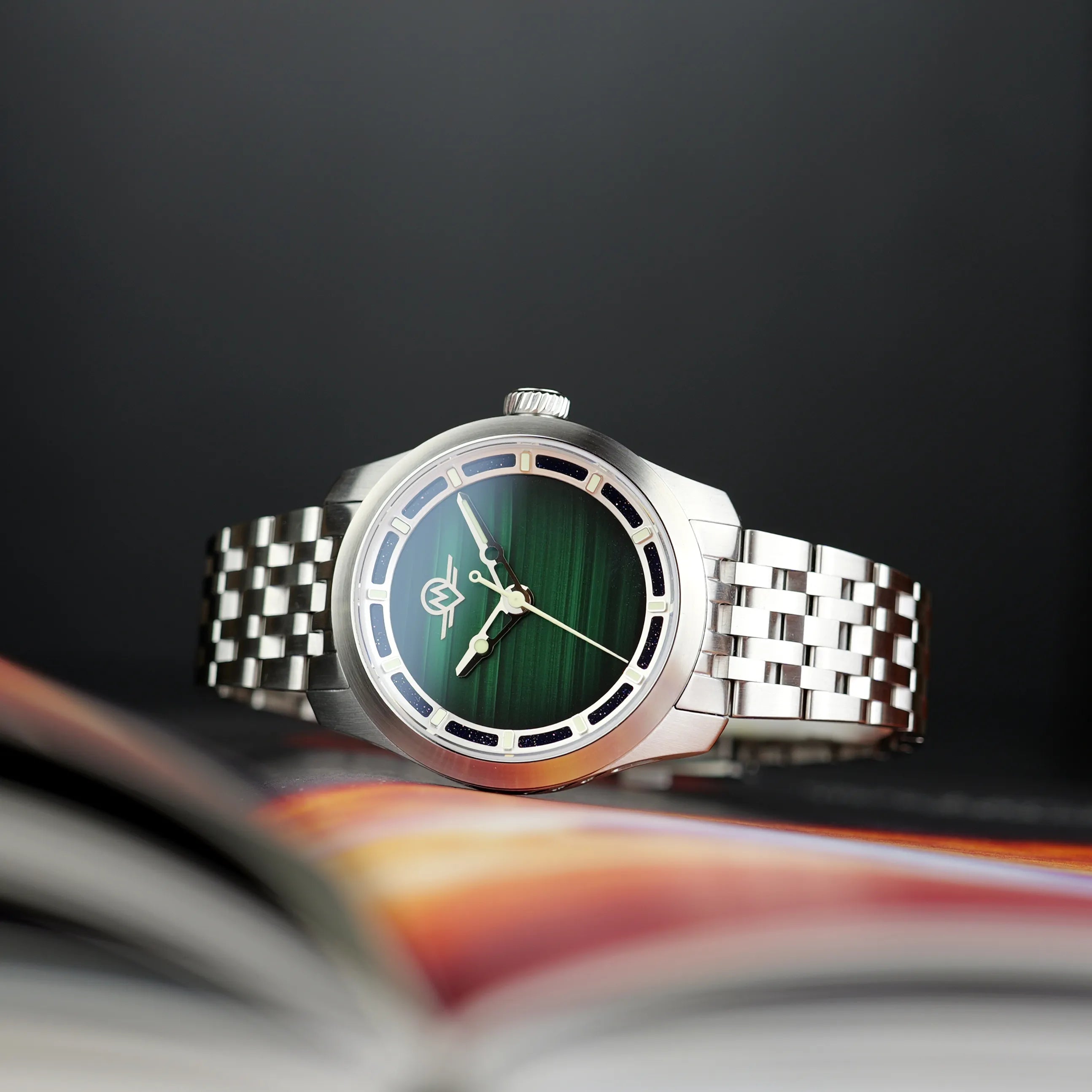 MONRO LUNA ADVENTURE MLA-PMB PLANET MALACHITE, 9039 Automatic Watch, 39mm Stainless Steel