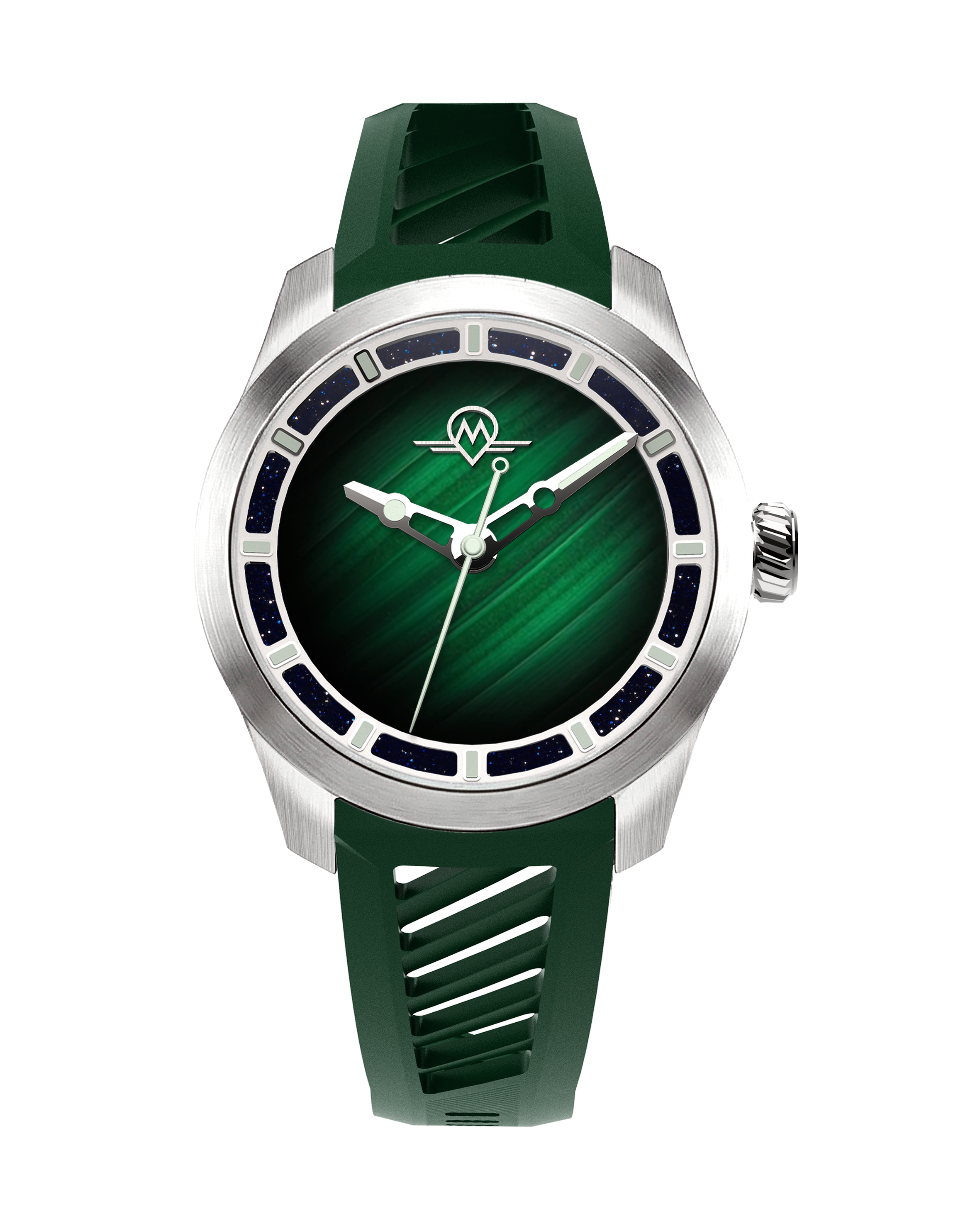 MONRO LUNA ADVENTURE MLA-PMR PLANET MALACHITE, 9039 Automatic Watch, 39mm EPDM Rubber
