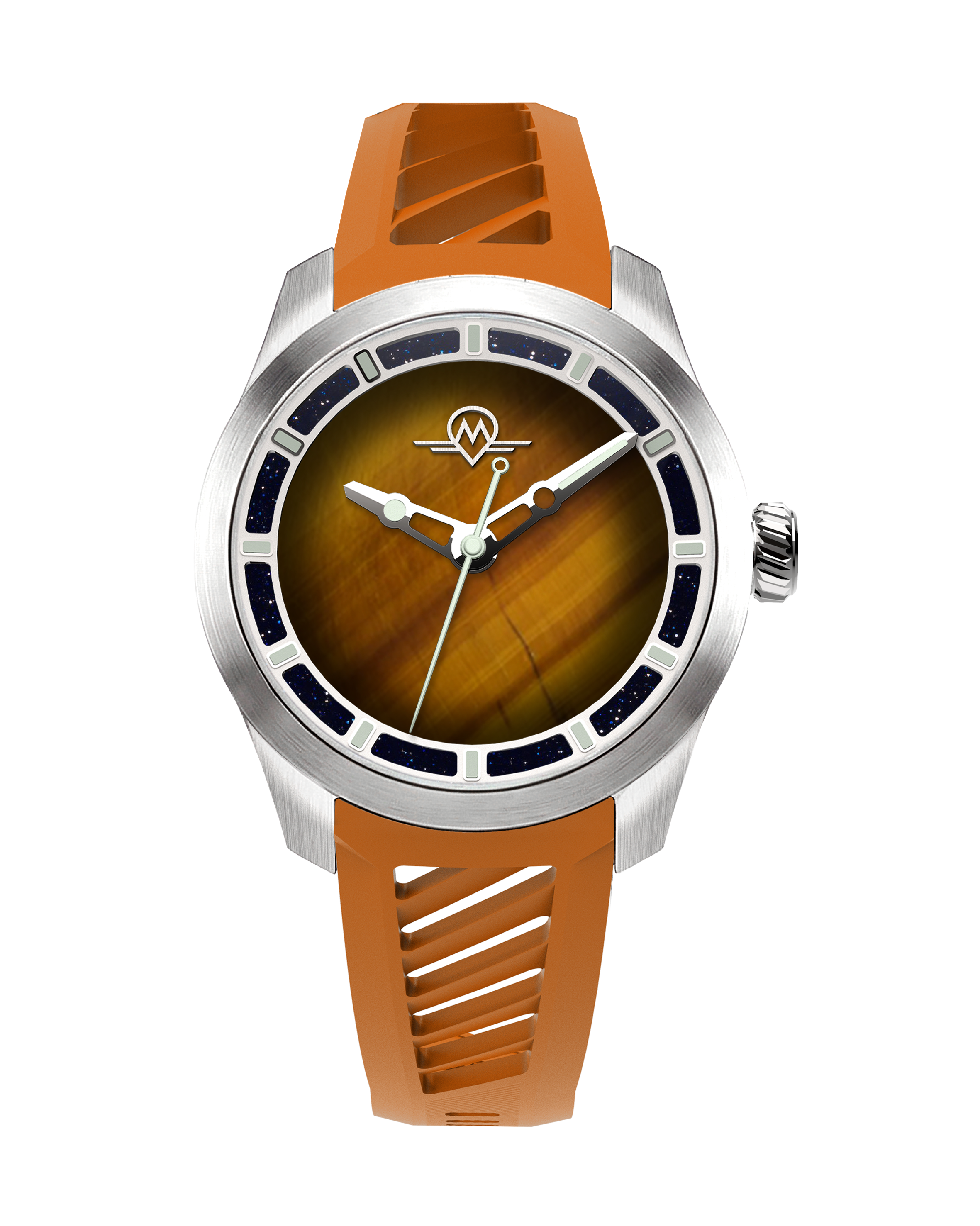 MONRO LUNA ADVENTURE MLA-PTR PLANET TIGERS EYE, 9039 Automatic Watch, 39mm EPDM Rubber
