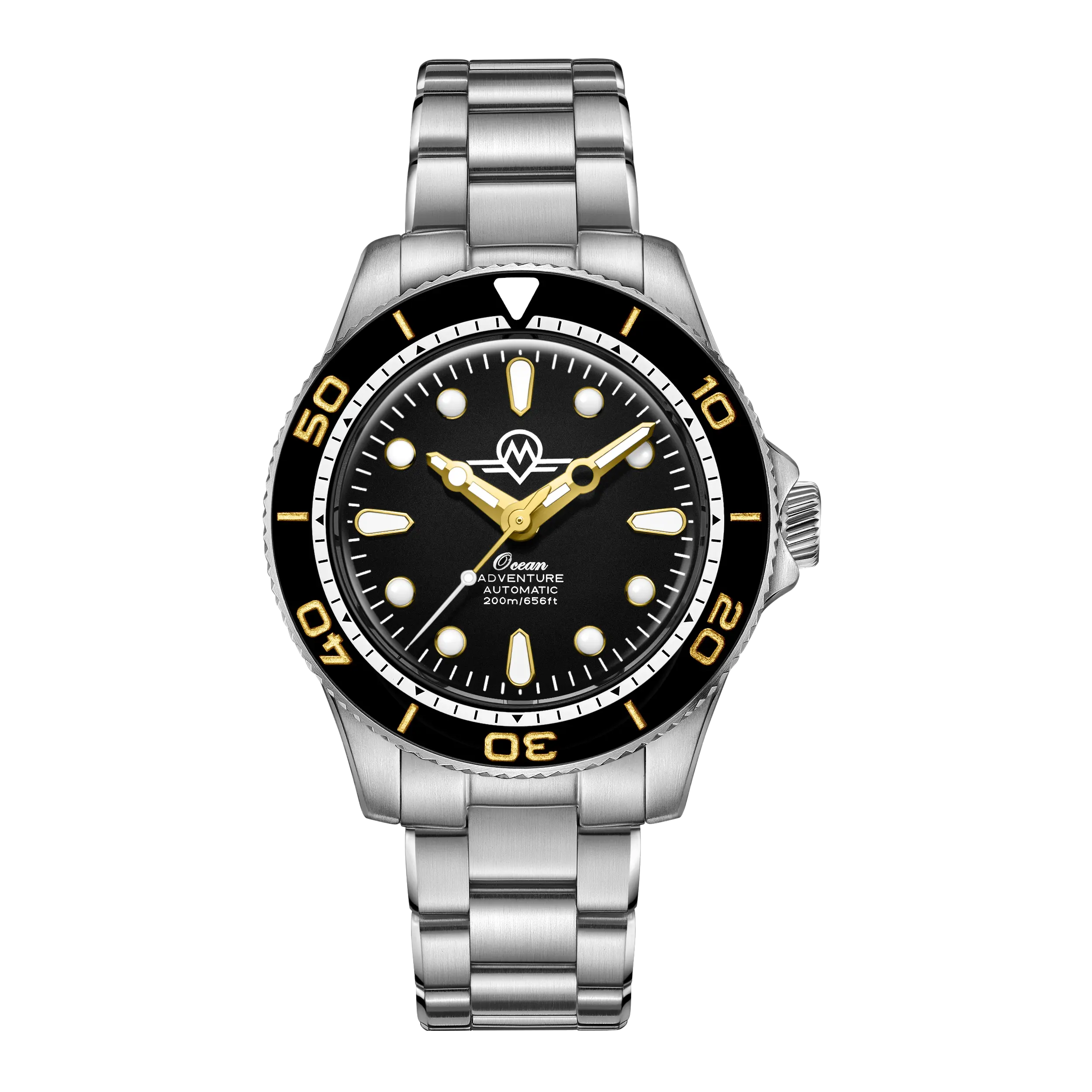 MONRO OCEAN ADVENTURE MOA-2 PACIFIC BLACK, Automatic Dive Watch, 41mm Stainless Steel, Black Dial