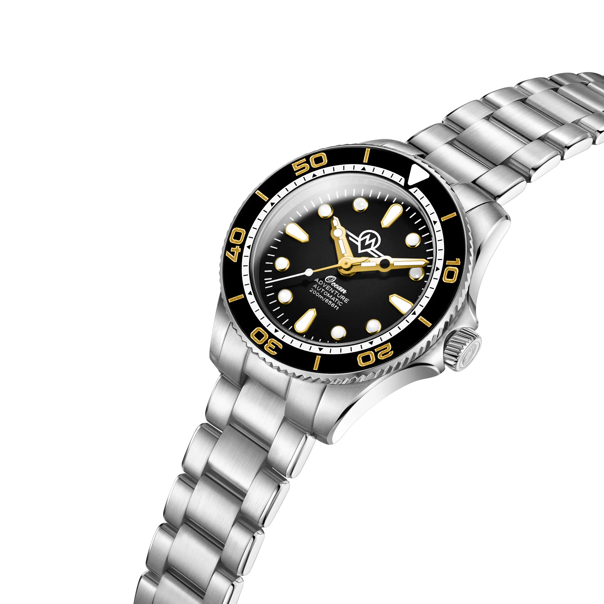 MONRO OCEAN ADVENTURE MOA-2 PACIFIC BLACK, Automatic Dive Watch, 41mm Stainless Steel, Black Dial
