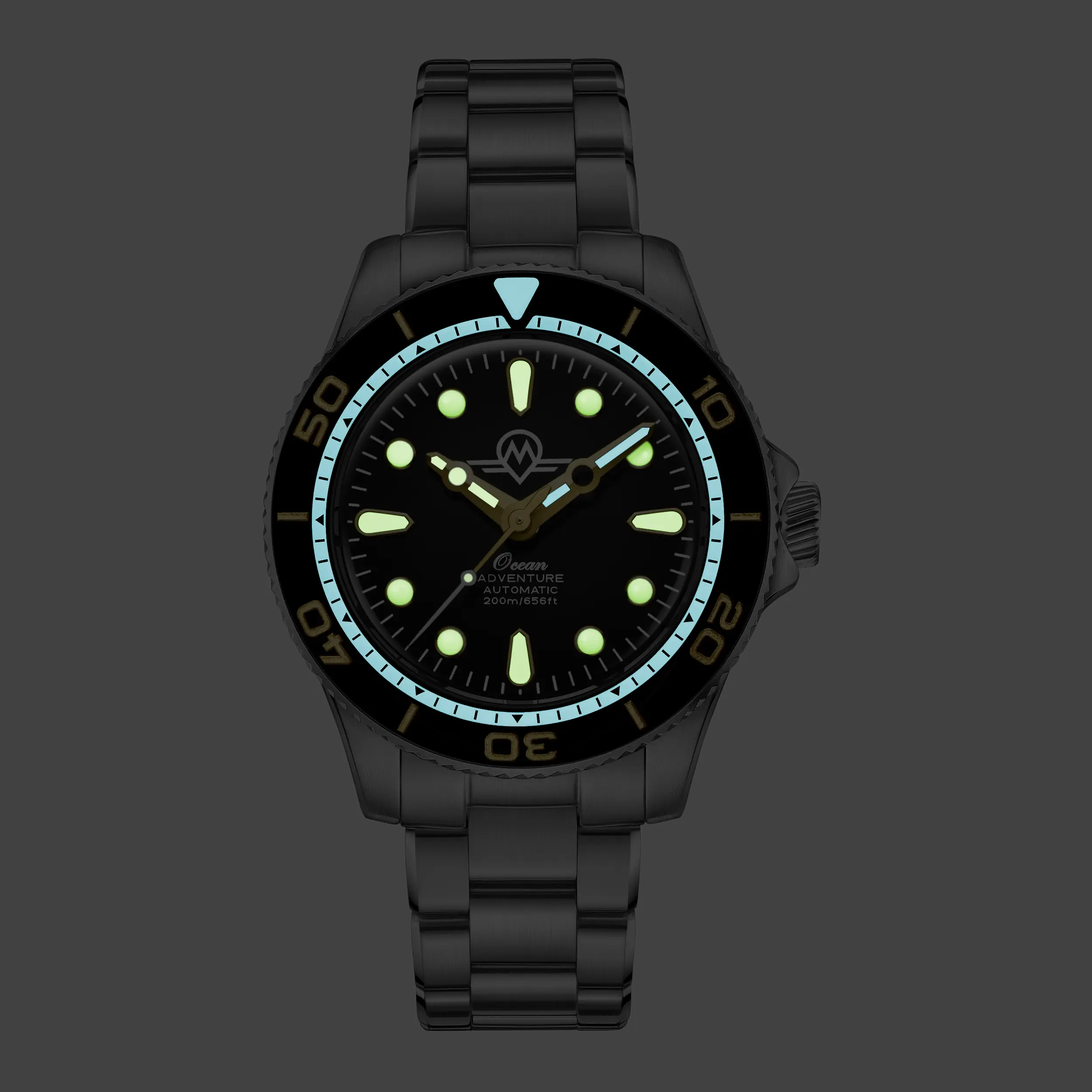 MONRO OCEAN ADVENTURE MOA-2 PACIFIC BLACK, Automatic Dive Watch, 41mm Stainless Steel, Black Dial
