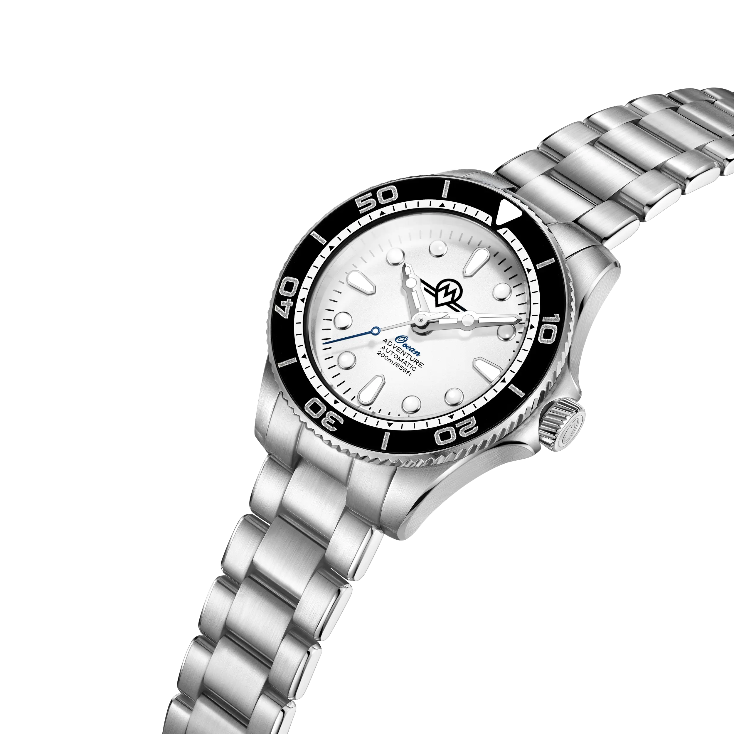 MONRO OCEAN ADVENTURE MOA-3 ARCTIC SILVER, Automatic Dive Watch, 41mm Stainless Steel, White Dial