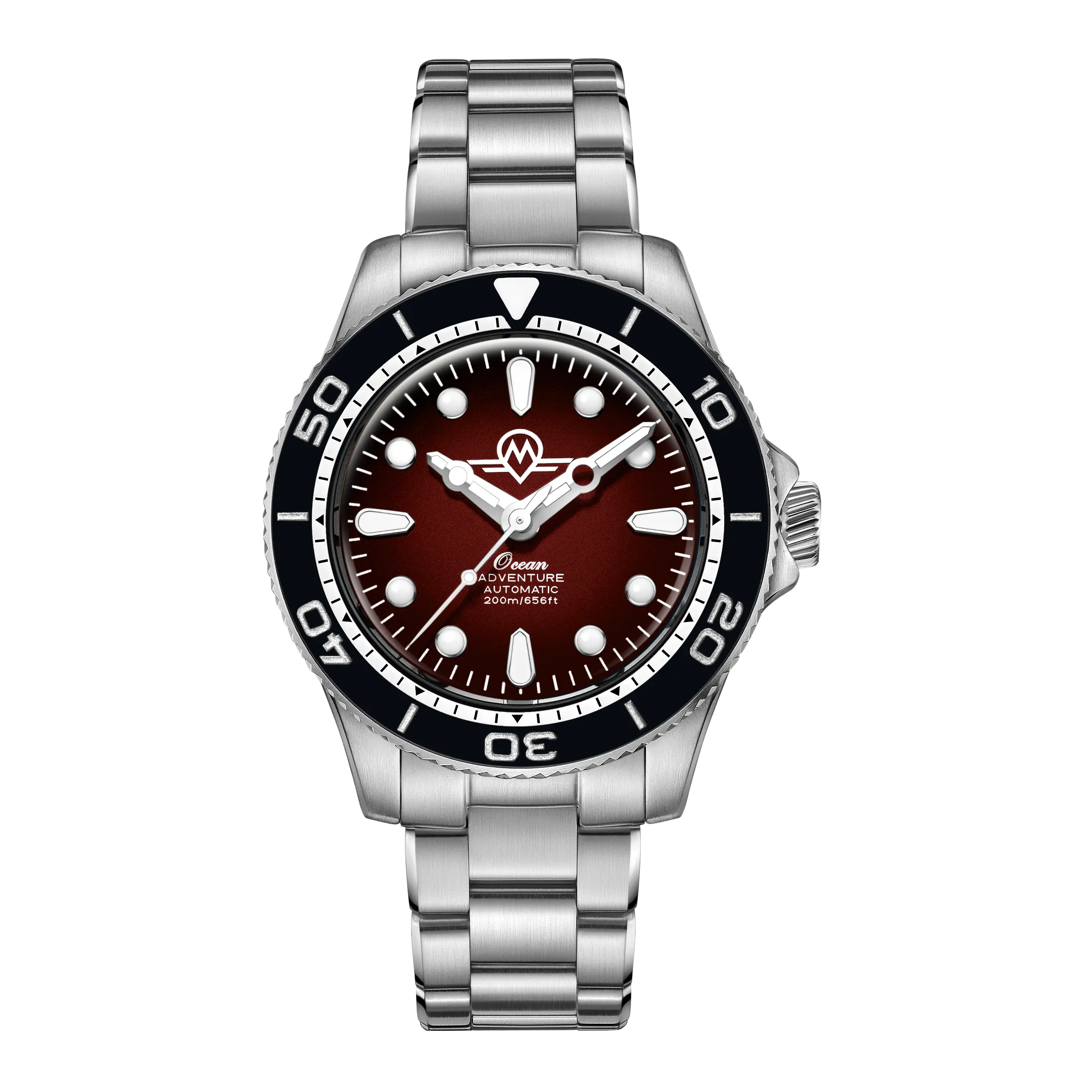 MONRO OCEAN ADVENTURE MOA-4 ATLANTIC RED, Automatic Dive Watch, 41mm Stainless Steel, Red Dial