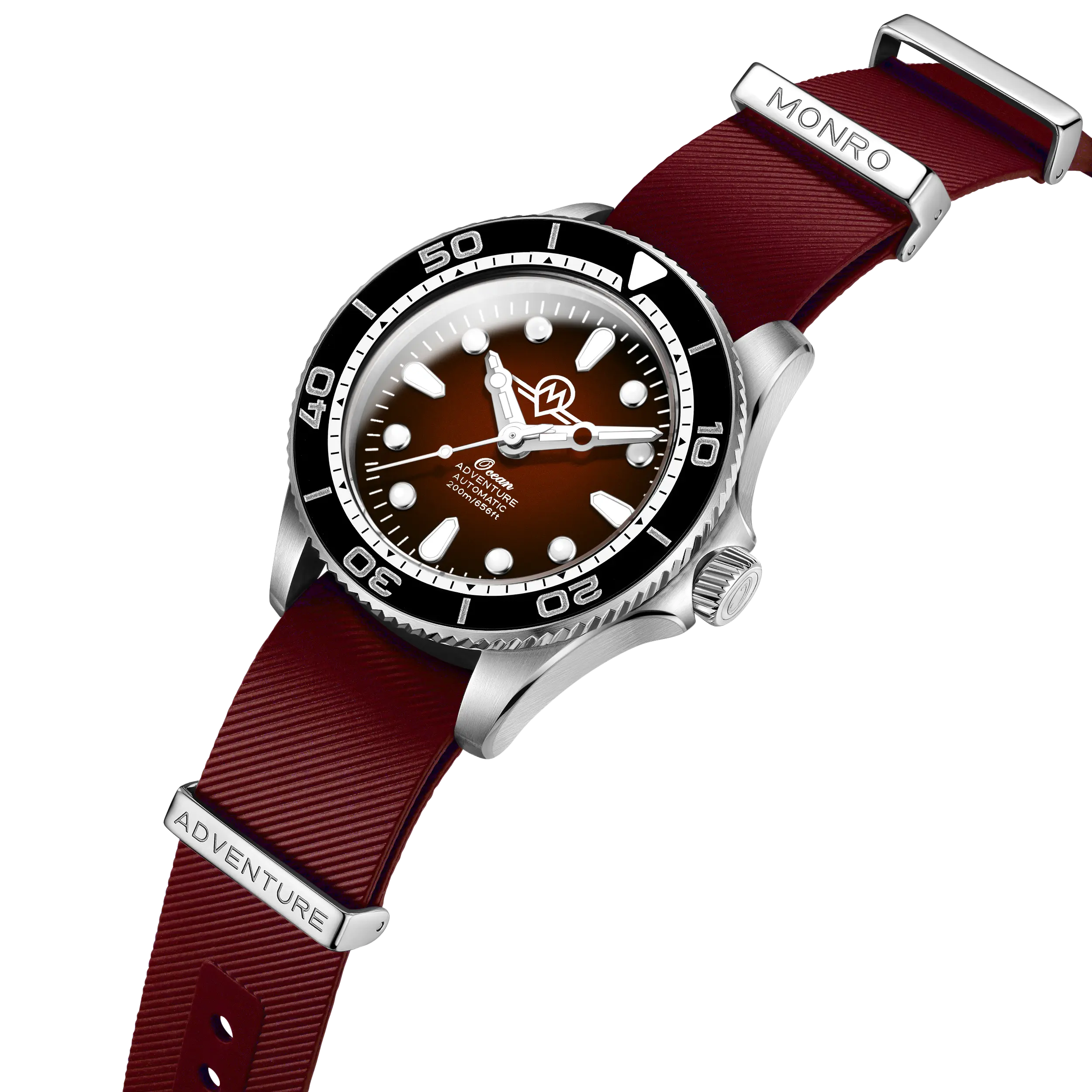 MONRO OCEAN ADVENTURE MOA-4 ATLANTIC RED, Automatic Dive Watch, 41mm Stainless Steel, Red Dial