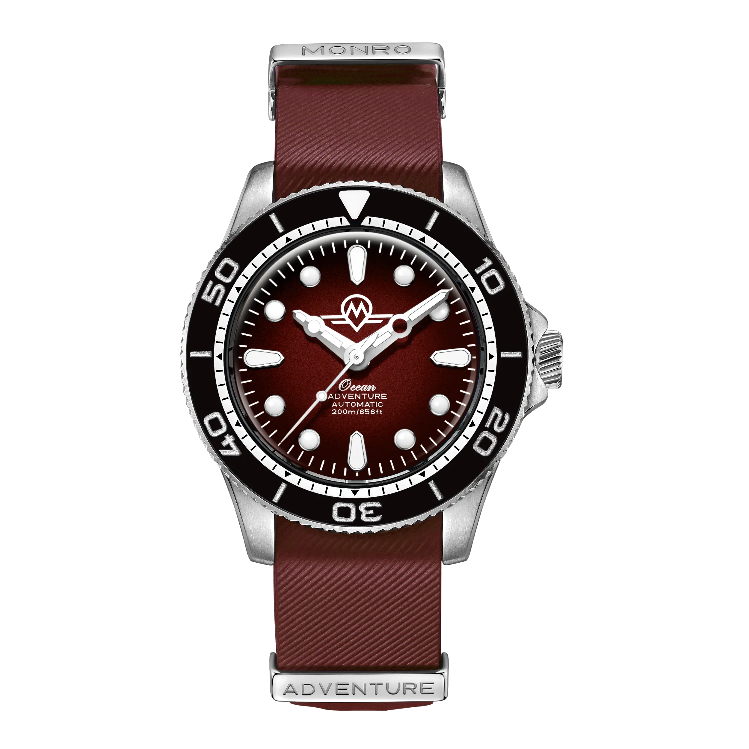 MONRO OCEAN ADVENTURE MOA-4 ATLANTIC RED, Automatic Dive Watch, 41mm Stainless Steel, Red Dial