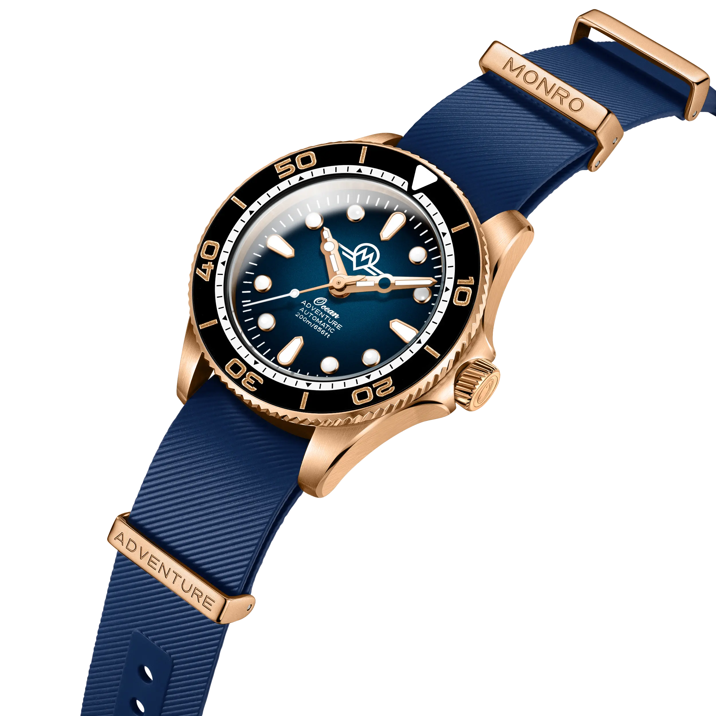 MONRO OCEAN ADVENTURE MOA-BR1 ATLANTIC BRONZE, Automatic Dive Watch, 41mm Bronze Case, Blue Dial