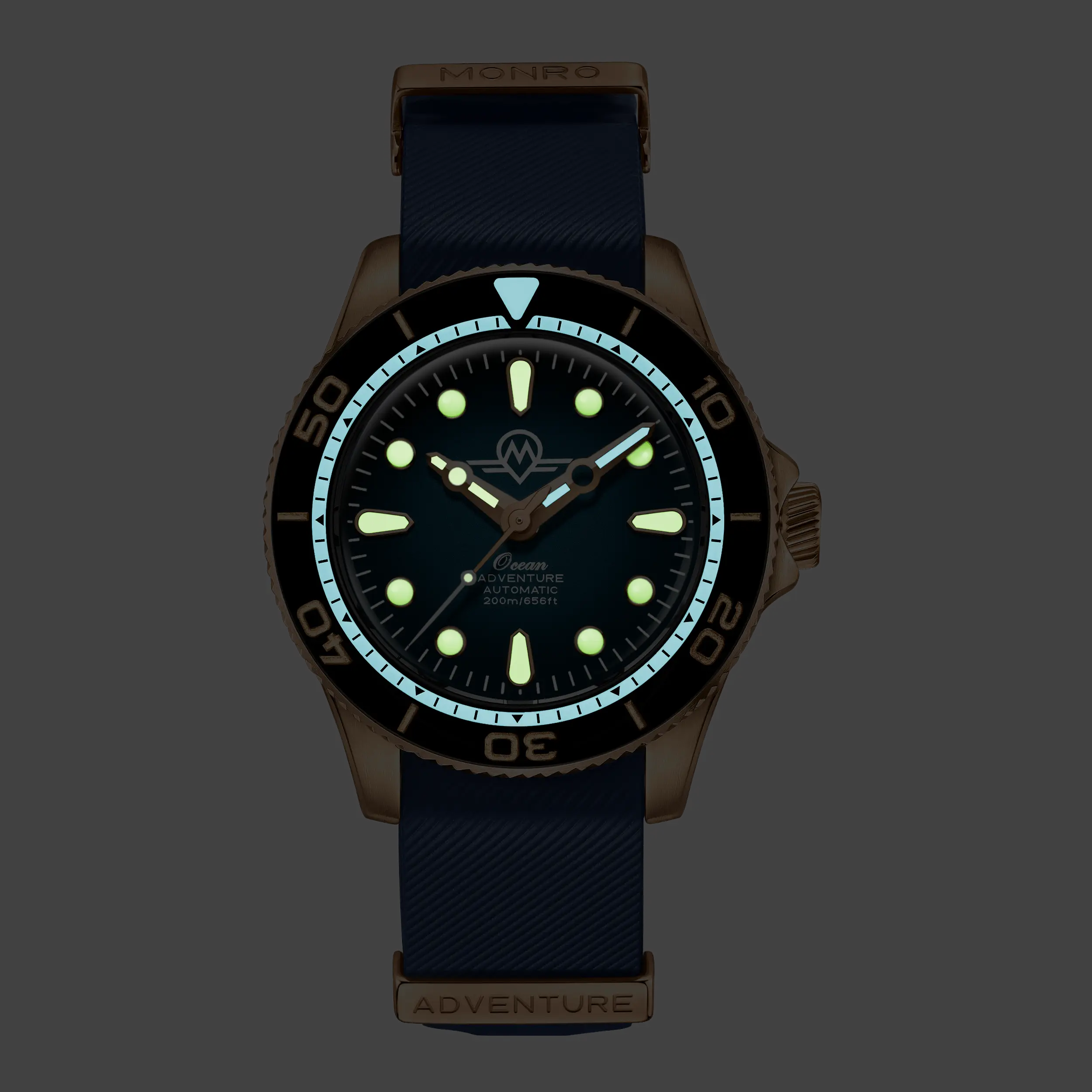 MONRO OCEAN ADVENTURE MOA-BR1 ATLANTIC BRONZE, Automatic Dive Watch, 41mm Bronze Case, Blue Dial