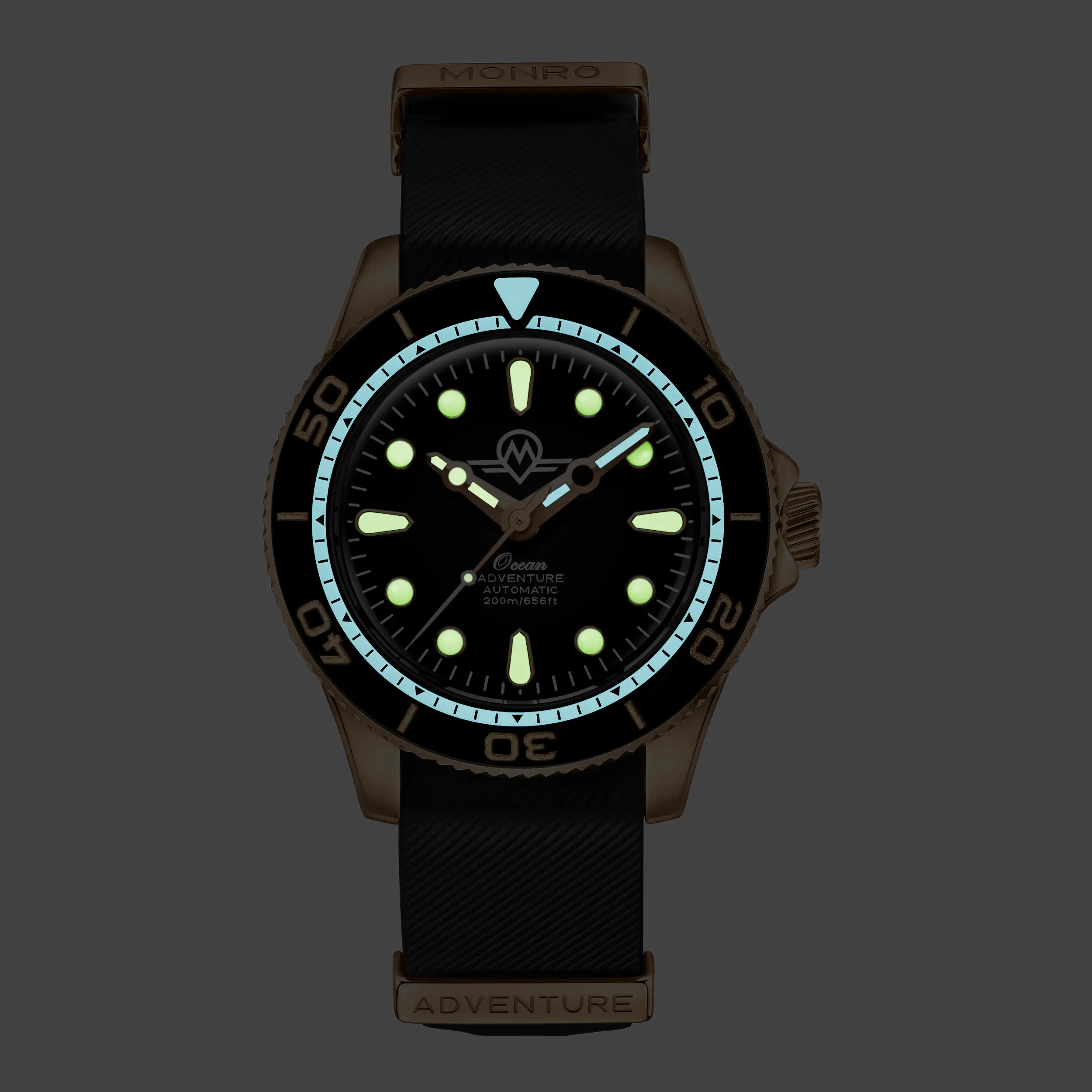 MONRO OCEAN ADVENTURE MOA-BR2 PACIFIC BRONZE, Automatic Dive Watch, 41mm Bronze Case, Black Dial