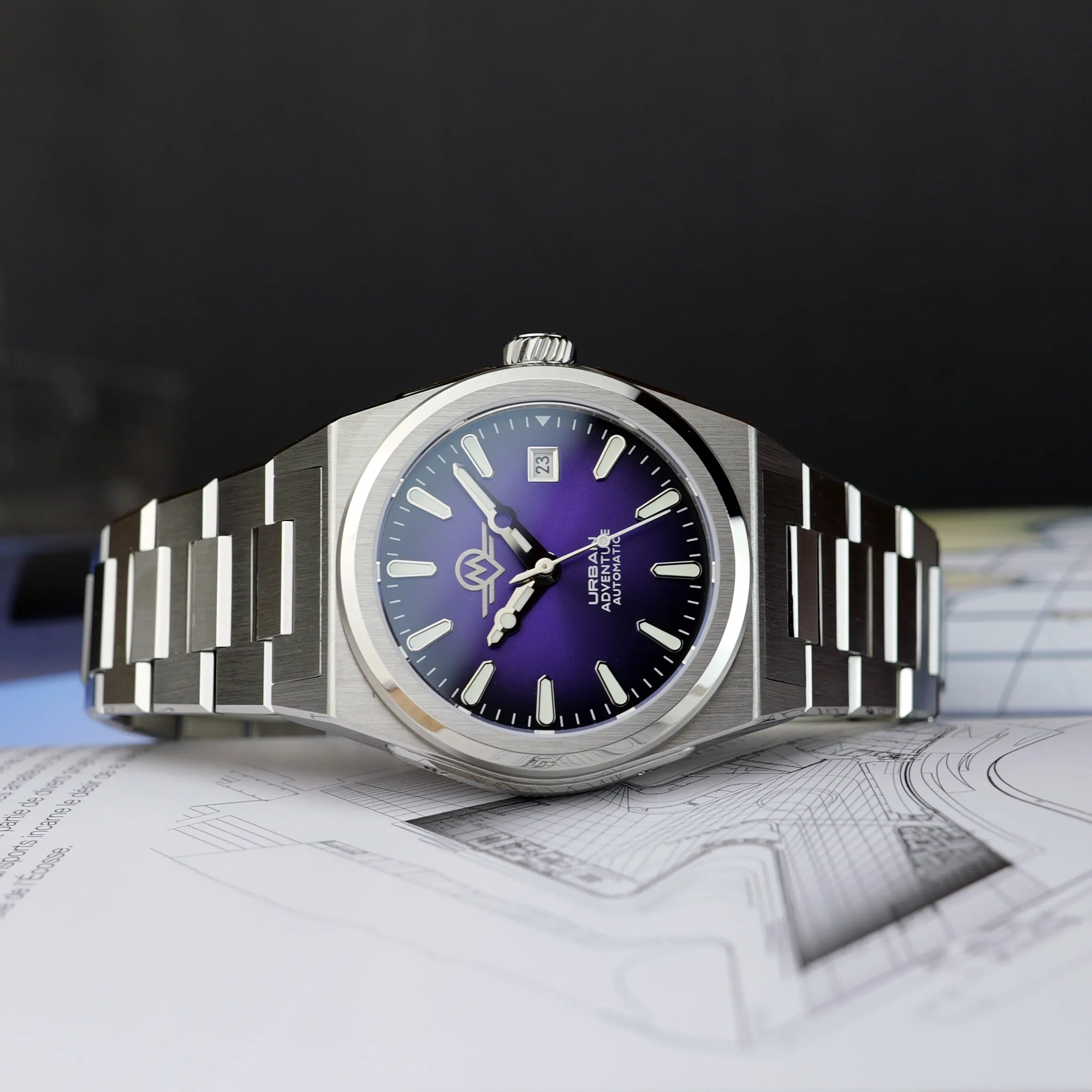 MONRO URBAN ADVENTURE MUA-A3, Automatic, 40mm Stainless Steel, Purple Dial