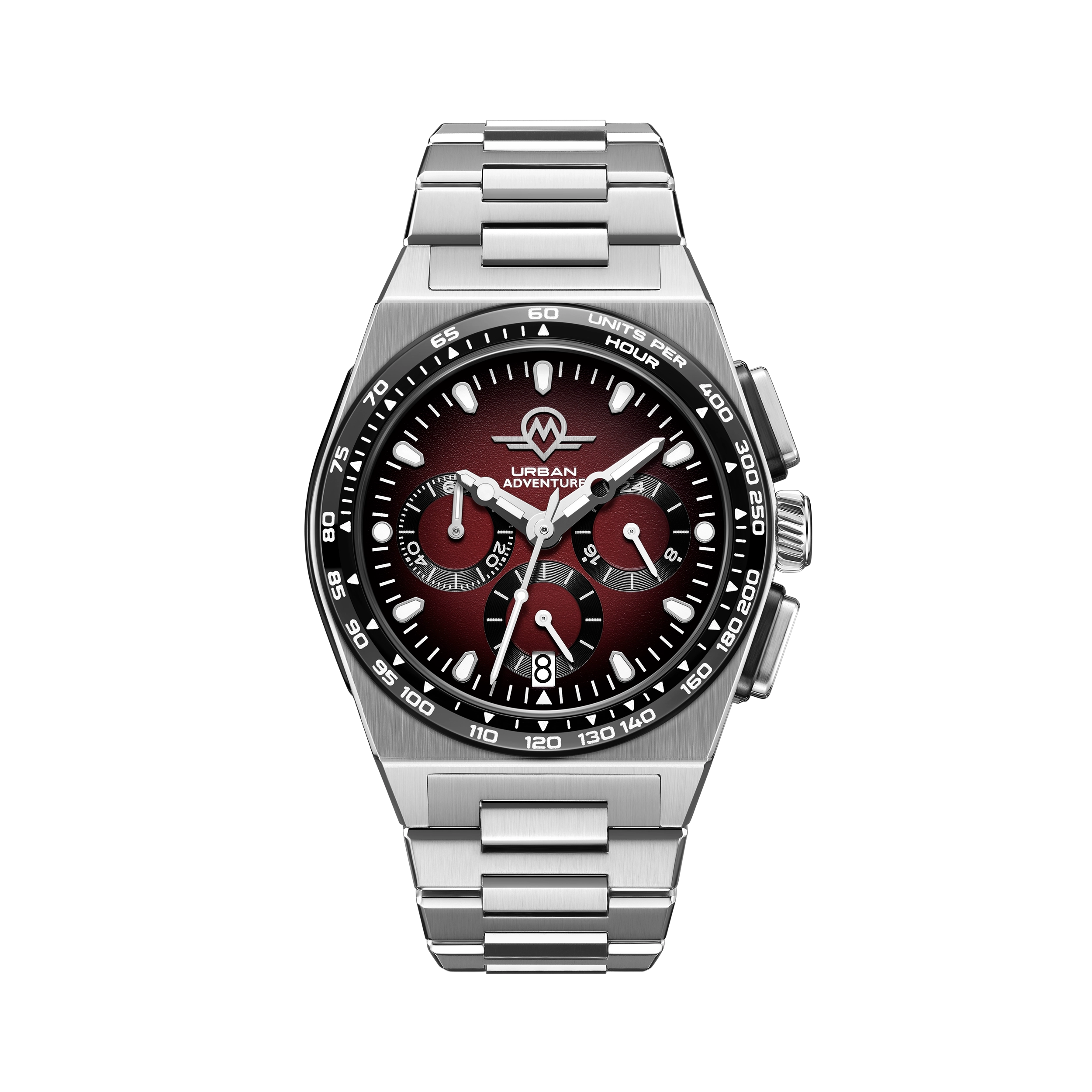 MONRO URBAN ADVENTURE MUA-C2, Mechaquartz Chronograph, 40mm Stainless Steel, Red Dial