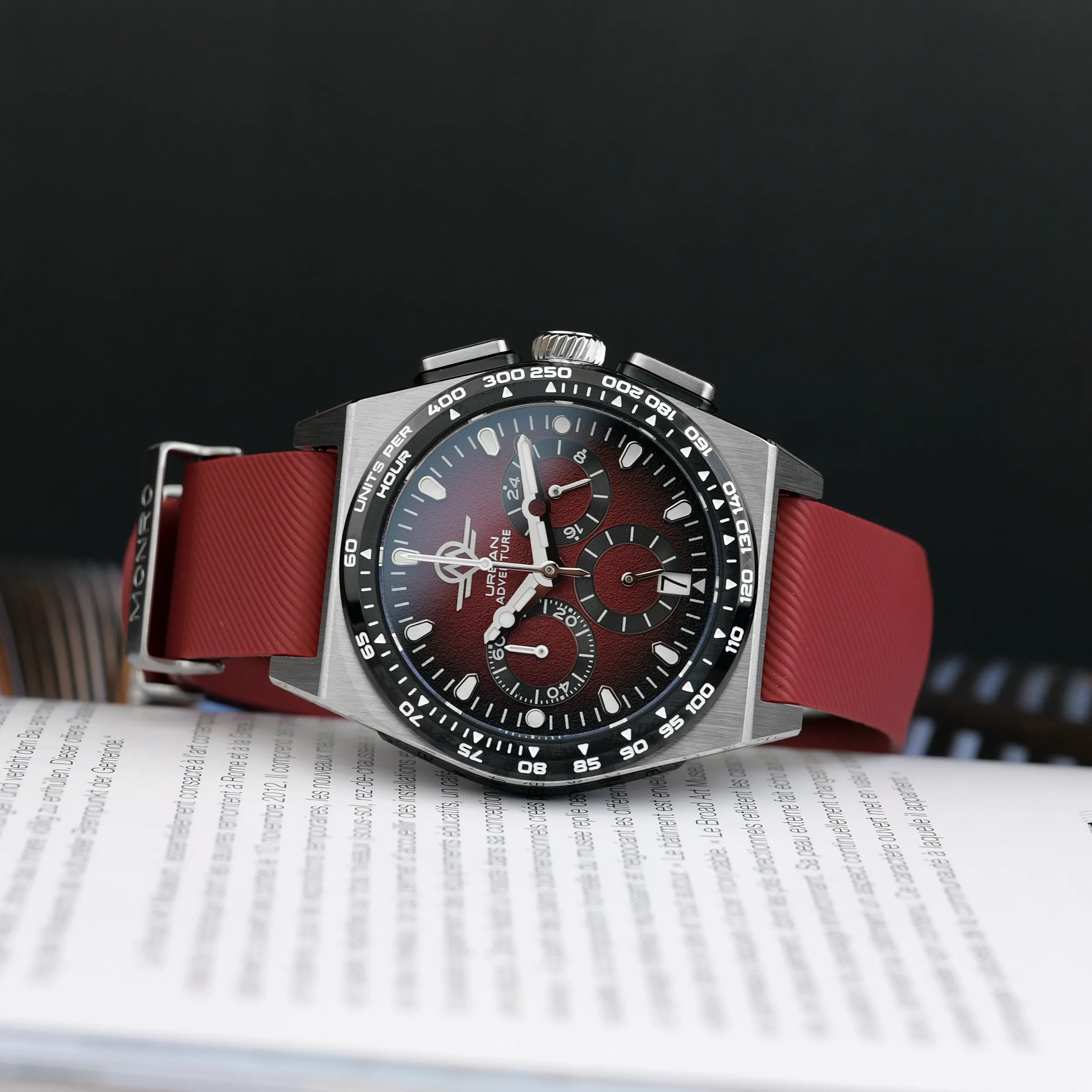MONRO URBAN ADVENTURE MUA-C2, Mechaquartz Chronograph, 40mm Stainless Steel, Red Dial