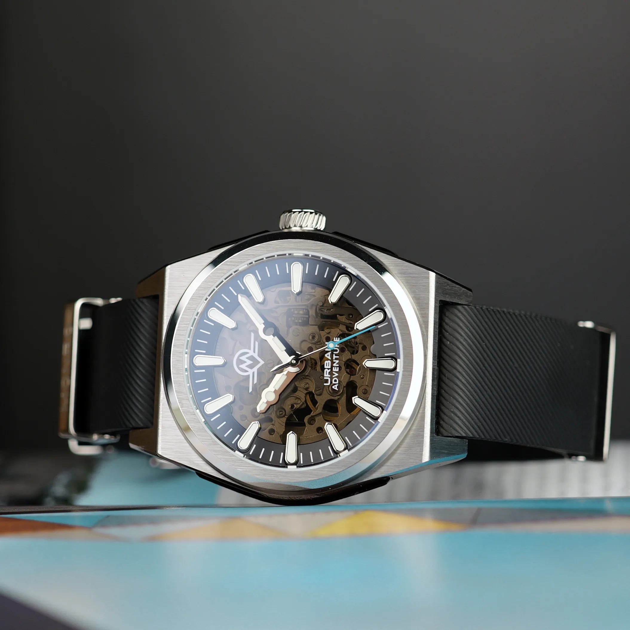 MONRO URBAN ADVENTURE MUA-S1, Automatic Skeleton, 40mm Stainless Steel, Black Dial