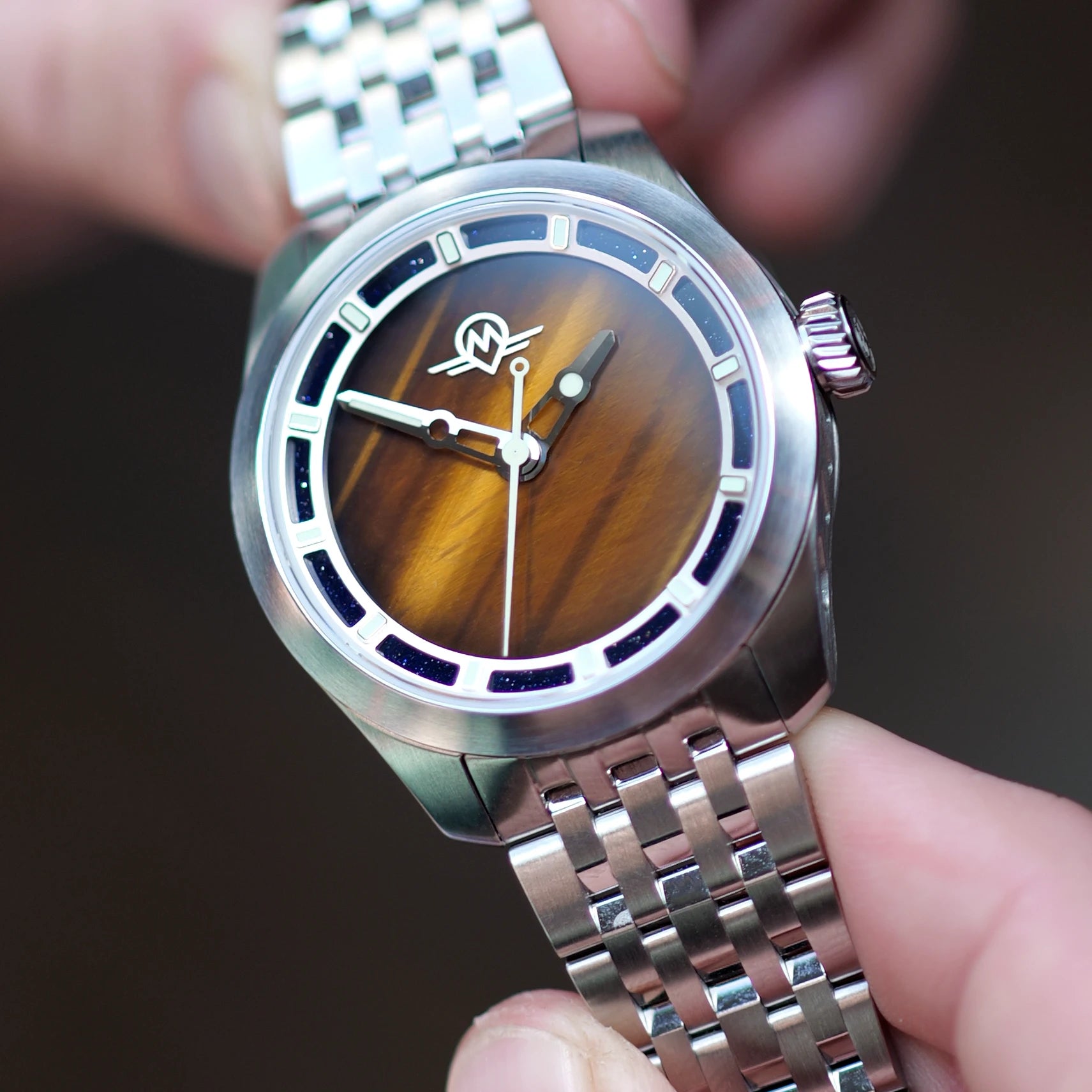 MONRO LUNA ADVENTURE MLA-PTB PLANET TIGERS EYE, 9039 Automatic Watch, 39mm Stainless Steel