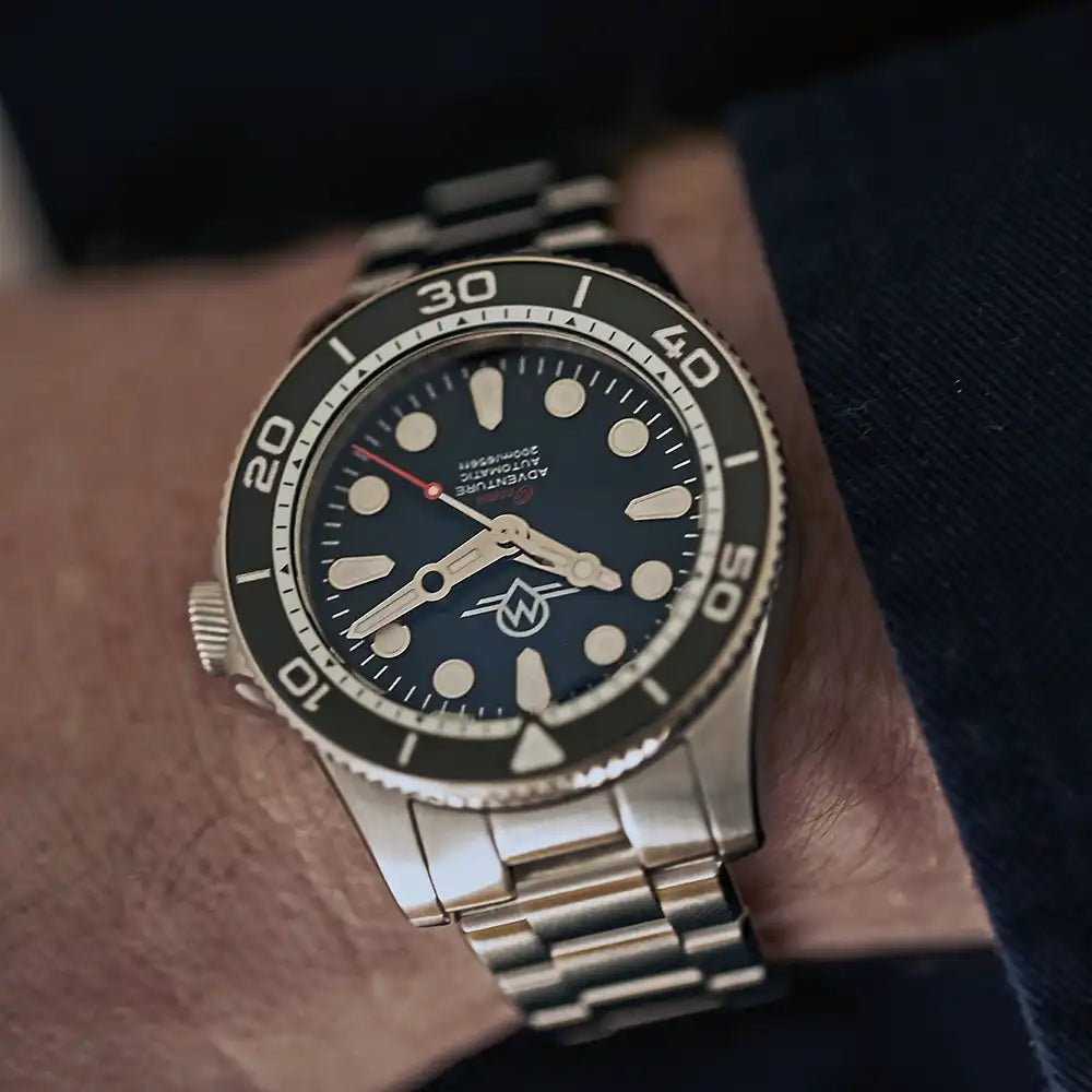 MONRO OCEAN ADVENTURE MOA-1 ATLANTIC BLUE, Automatic Dive Watch, 41mm Stainless Steel, Blue Dial