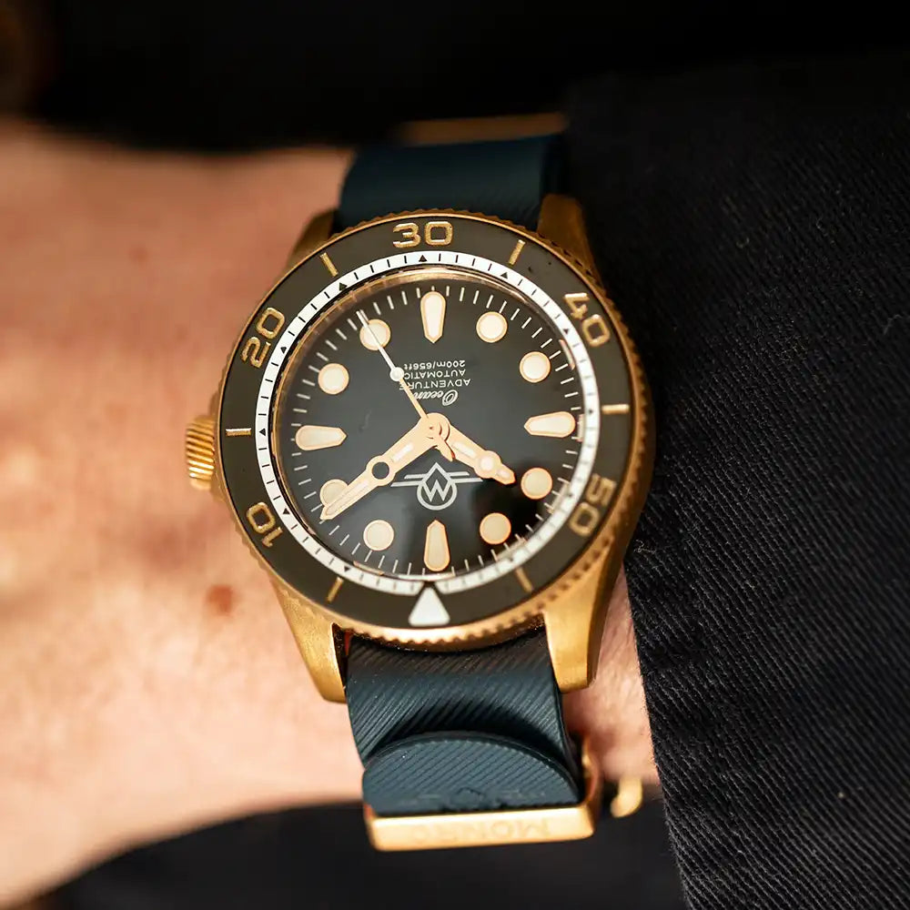 MONRO OCEAN ADVENTURE MOA-BR1 ATLANTIC BRONZE, Automatic Dive Watch, 41mm Bronze Case, Blue Dial