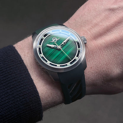 MONRO LUNA ADVENTURE MLA-PMR PLANET MALACHITE, 9039 Automatic Watch, 39mm EPDM Rubber