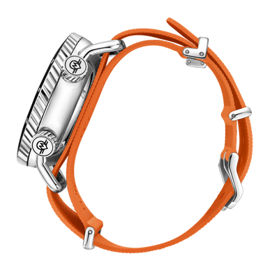 MONRO ADVENTURE MA-3 SUNSET ORANGE, Automatic GMT Worldtimer, 44mm Stainless Steel, Orange Dial