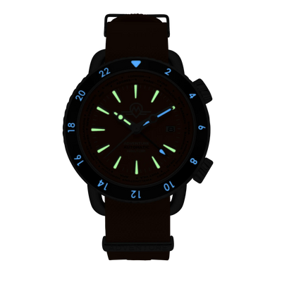 MONRO ADVENTURE MA-3 SUNSET ORANGE, Automatic GMT Worldtimer, 44mm Stainless Steel, Orange Dial