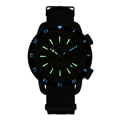 MONRO ADVENTURE MA-4 WOODLAND GREEN, Automatic GMT Worldtimer, 44mm Stainless Steel, Green Dial