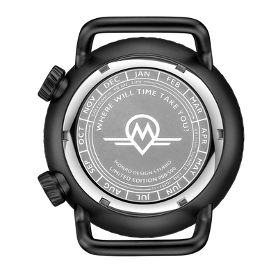 MONRO ADVENTURE MA-5 URBAN BLACK X, Automatic GMT Worldtimer, 44mm Stainless Steel, Black Dial