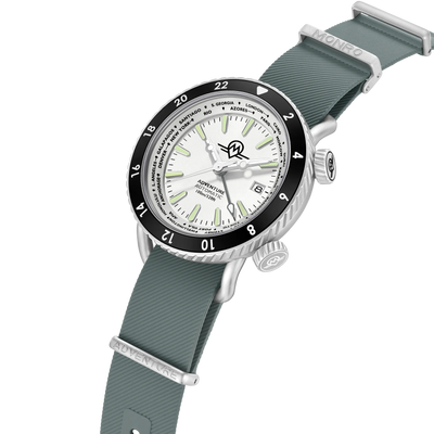 MONRO ADVENTURE MA-6 ARCTIC WHITE, Automatic GMT Worldtimer, 44mm Stainless Steel, White Dial