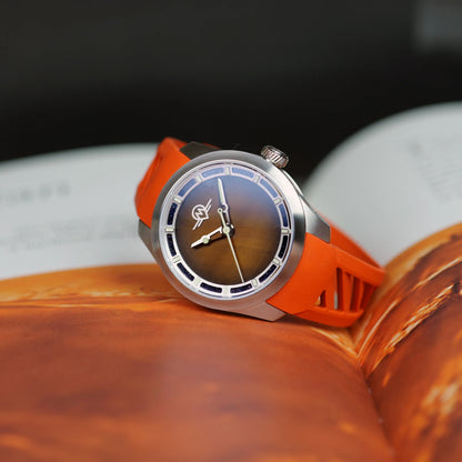 MONRO LUNA ADVENTURE MLA-PTR PLANET TIGERS EYE, 9039 Automatic Watch, 39mm EPDM Rubber