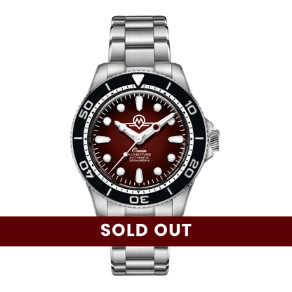 MONRO OCEAN ADVENTURE MOA-4 ATLANTIC RED, Automatic Dive Watch, 41mm Stainless Steel, Red Dial