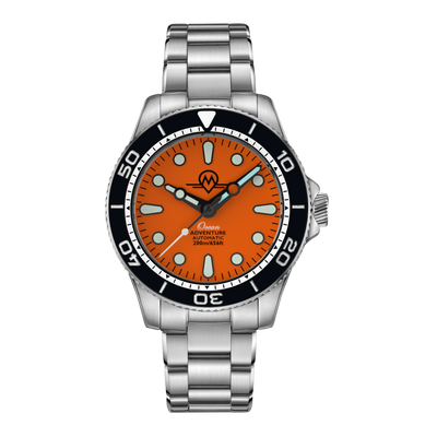 MONRO OCEAN ADVENTURE MOA-5 PACIFIC ORANGE, Automatic Dive Watch, 41mm Stainless Steel, Orange Dial