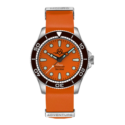 MONRO OCEAN ADVENTURE MOA-5 PACIFIC ORANGE, Automatic Dive Watch, 41mm Stainless Steel, Orange Dial