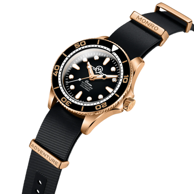 MONRO OCEAN ADVENTURE MOA-BR2 PACIFIC BRONZE, Automatic Dive Watch, 41mm Bronze Case, Black Dial