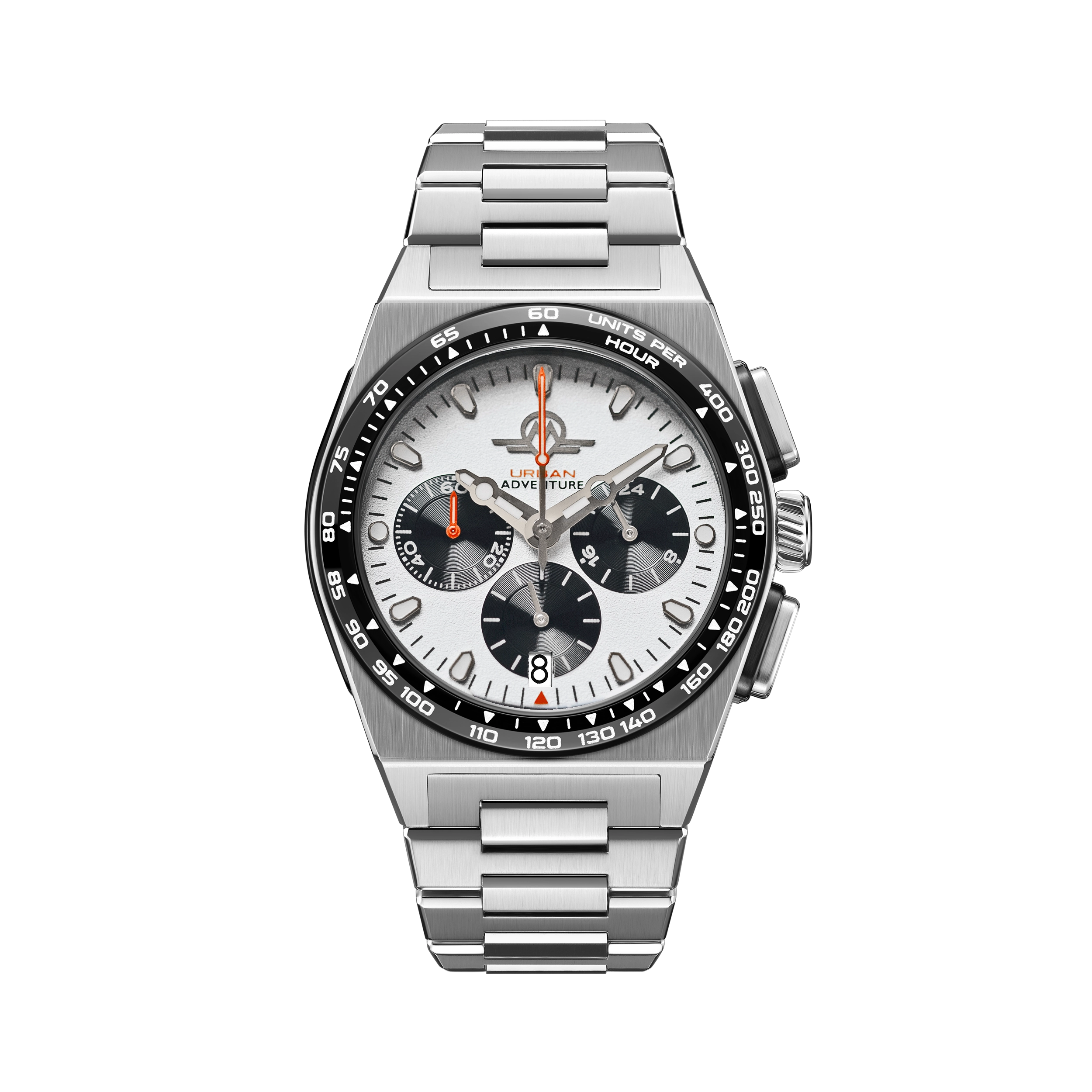 MONRO URBAN ADVENTURE MUA-C1, Mechaquartz Chronograph, 40mm Stainless Steel, White Dial