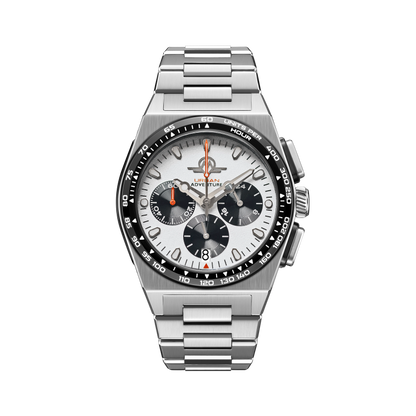 MONRO URBAN ADVENTURE MUA-C1, Mechaquartz Chronograph, 40mm Stainless Steel, White Dial