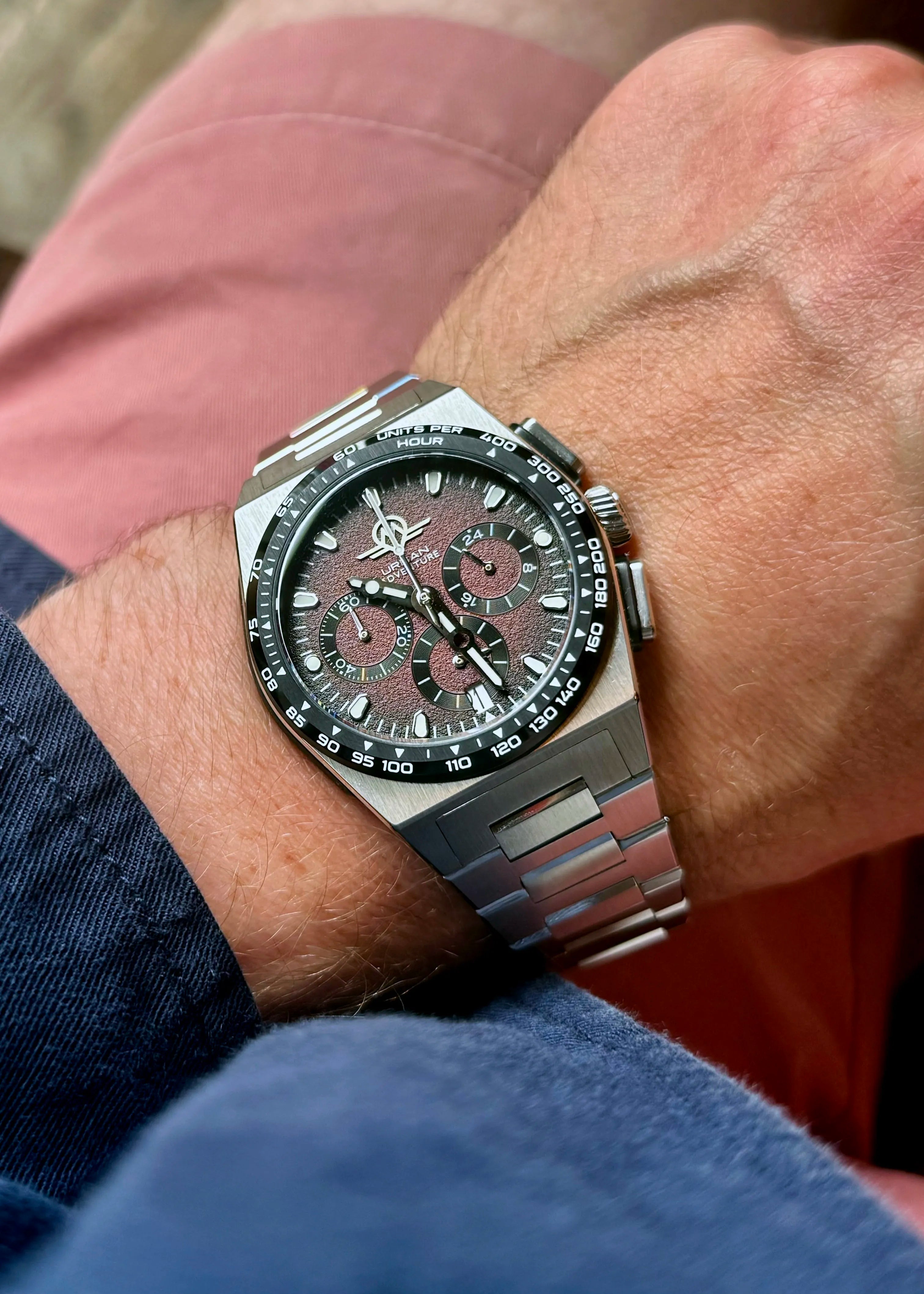 MONRO URBAN ADVENTURE MUA-C2, Mechaquartz Chronograph, 40mm Stainless Steel, Red Dial