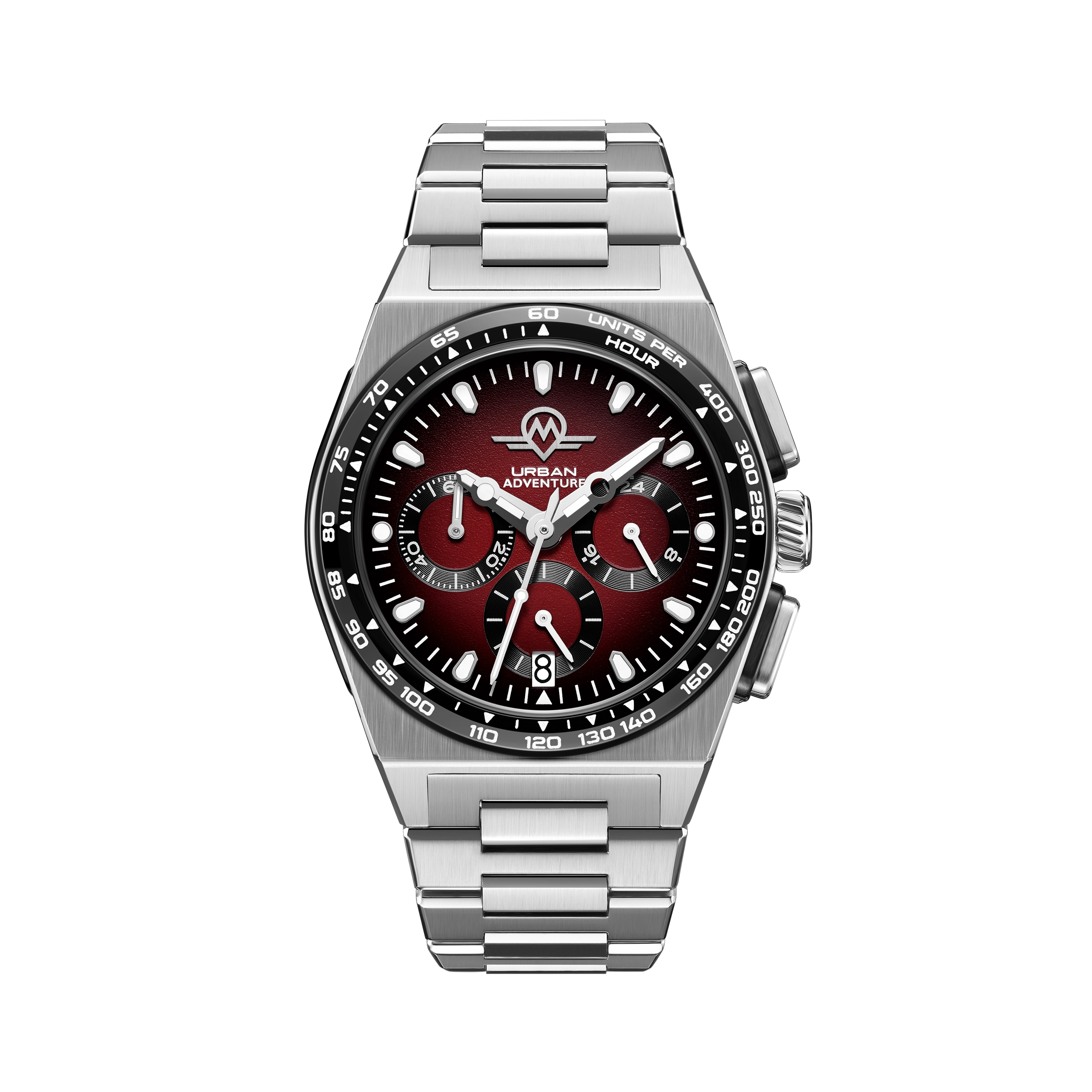 MONRO URBAN ADVENTURE MUA-C2, Mechaquartz Chronograph, 40mm Stainless Steel, Red Dial