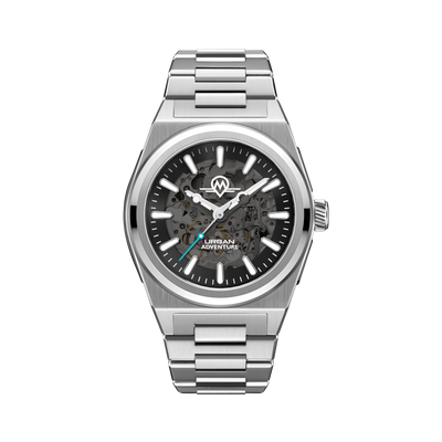 MONRO URBAN ADVENTURE MUA-S1, Automatic Skeleton, 40mm Stainless Steel, Black Dial