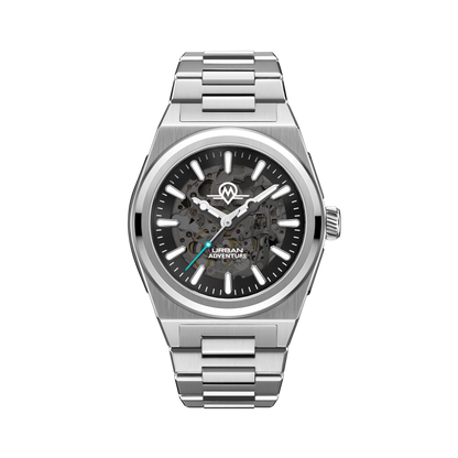 MONRO URBAN ADVENTURE MUA-S1, Automatic Skeleton, 40mm Stainless Steel, Black Dial