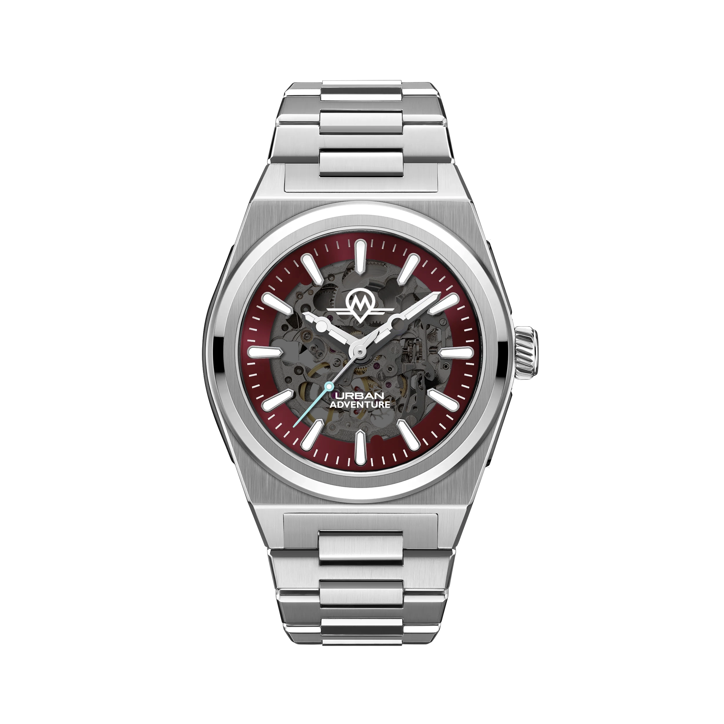 MONRO URBAN ADVENTURE MUA-S2, Automatic Skeleton, 40mm Stainless Steel, Red Dial