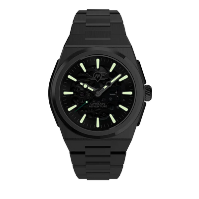 MONRO URBAN ADVENTURE MUA-S1, Automatic Skeleton, 40mm Stainless Steel, Black Dial