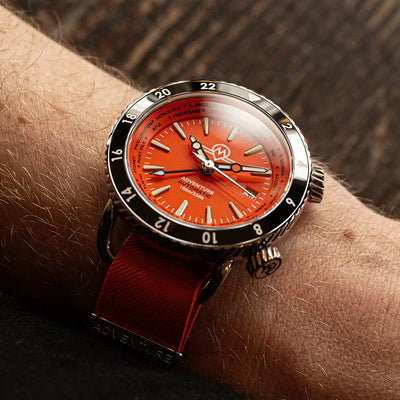 MONRO ADVENTURE MA-3 SUNSET ORANGE, Automatic GMT Worldtimer, 44mm Stainless Steel, Orange Dial