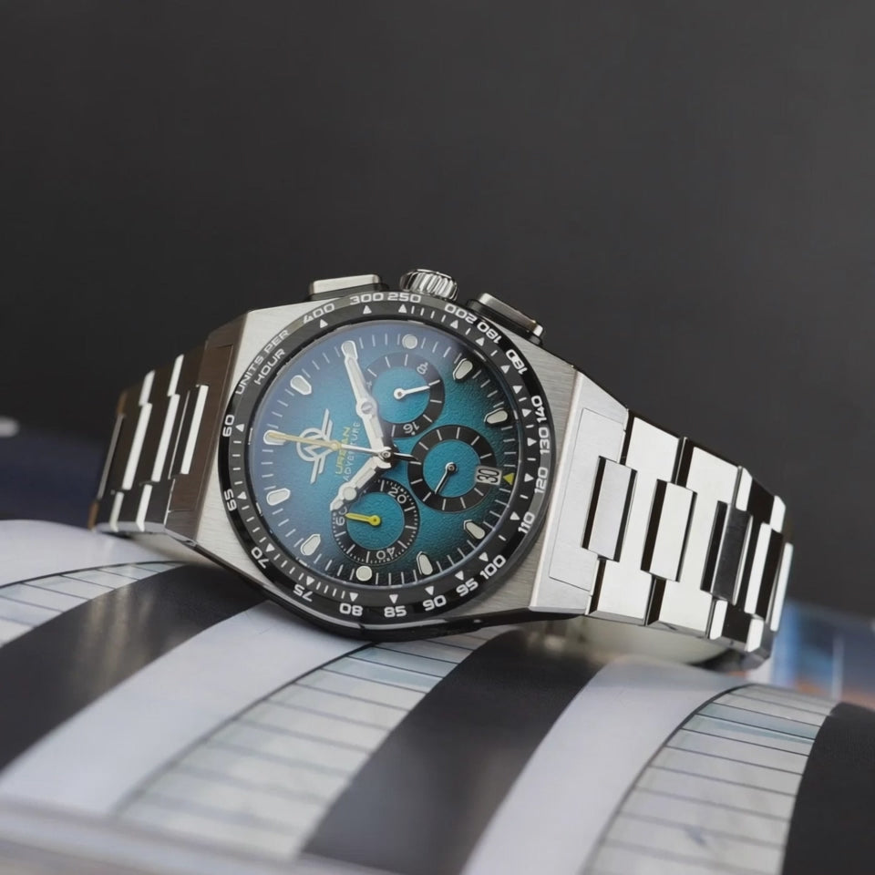 Load video: MONRO URBAN ADVENTURE MUA-C3, Mechaquartz Chronograph, 40mm Stainless Steel, Green Dial